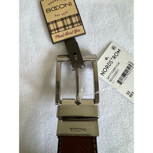 Men's Boconi leather Belt Size 32 cognac Brown/Black Reversible silver buckle